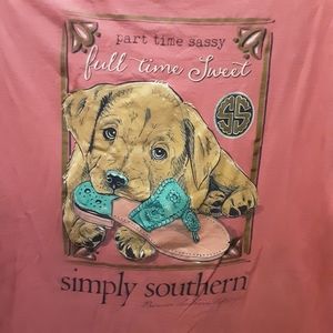 Simply Southern cute Pink Doggie SS T Shirt XL